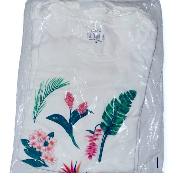 J. CREW Graphic Tee Tropical Plant Palm Flower Graphic Crew Neck T-shirt - Picture 9 of 12